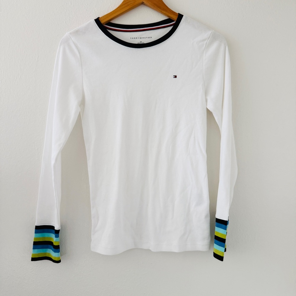 Tommy Hilfiger Striped Sleeve Ringer Long Sleeve Shirt
